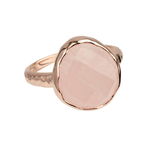 Riva - wavy edge ring goud rozenkwarts