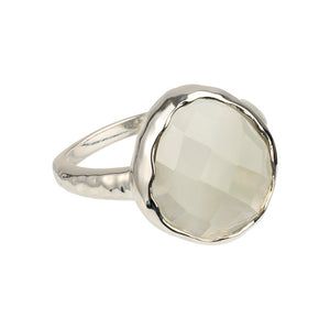 Riva - wavy edge ring zilver groene amethist