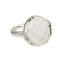 Riva - wavy edge ring silver clear quartz