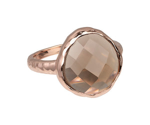 Riva - wavy edge ring goud rookkwarts