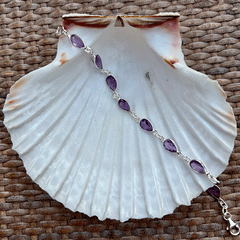 Armband druppelvormige amethist zilver