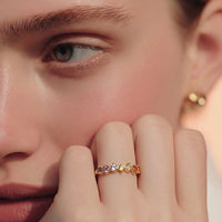 Mare - wave ring goud met chakra edelstenen