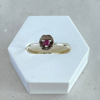 Dahlia - mini flower ring robijn zilver