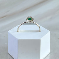 Dahlia - mini flower ring smaragd zilver