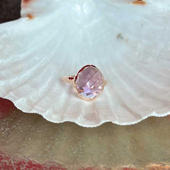 Riva - wavy edge ring goud lichte amethist