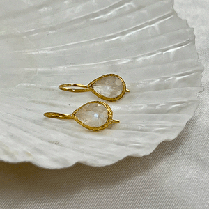 Veda - drop earrings gold moonstone