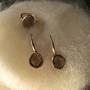 Riva - wavy edge ring goud rookkwarts