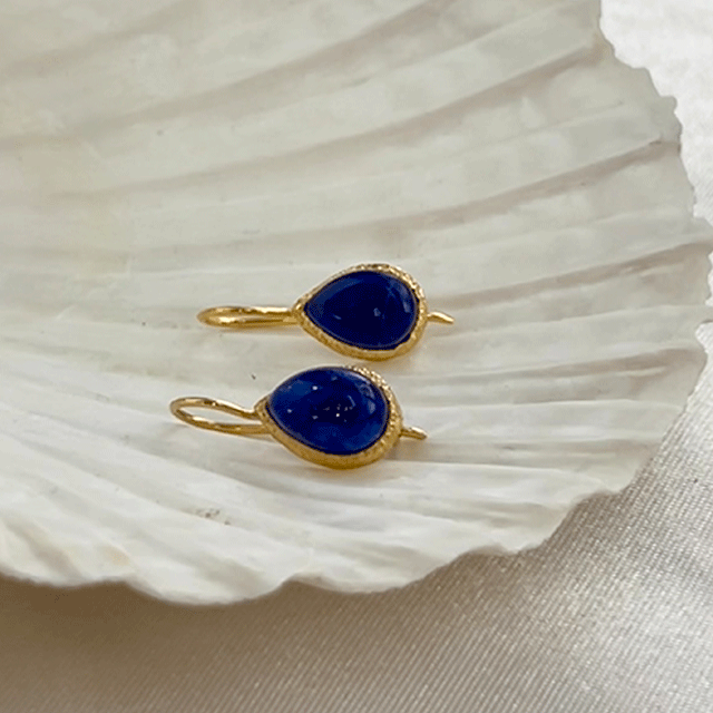 druppel oorbellen drops goud lapis lazuli