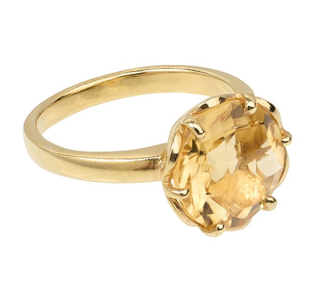 Flowercup Ring Goud Citrien