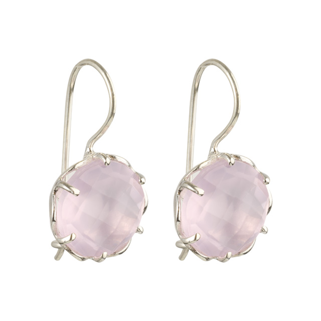 flowercup oorbellen zilver roze chalcedoon