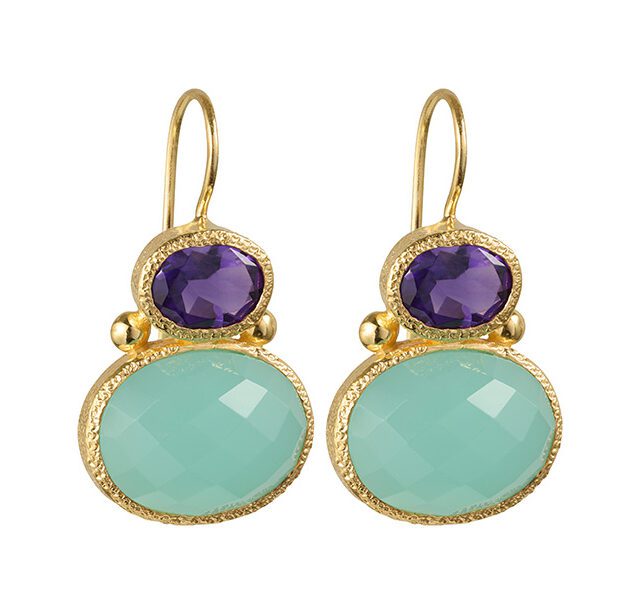 double gems goud ovaal ovaal aqua chalcedoon amethist