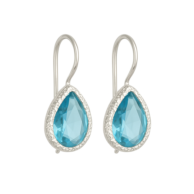 Drops zilver blauwe topaas