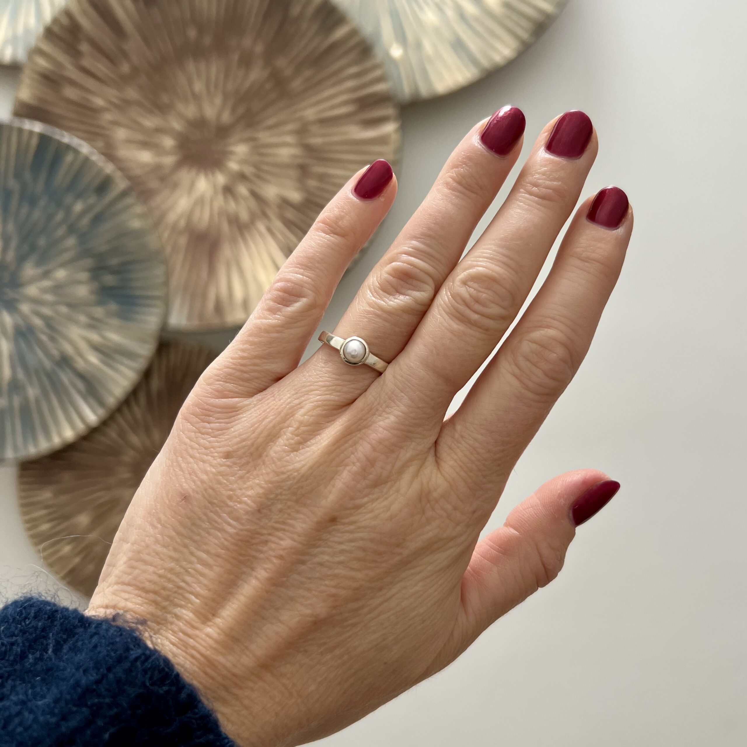 Parelring Ava zilver